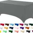 Utopia Kitchen 6FT Spandex Tablecloth [1 Pack, Grey] 200 GSM Stretch, Fitted, Washable and Wrinkle Resistant Table Cloth Rectangle Cover for Trade Shows, Wedding, Parties [72Lx30Wx30H Inch]