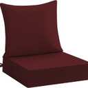 downluxe 24x24 Outdoor Chair Cushions, Waterproof Fade Resistant Patio Furniture Cushions with Handle & Removable Cover, Deep Seat Outdoor Cushions for Sofa, Couch and Patio Chairs, Burgundy