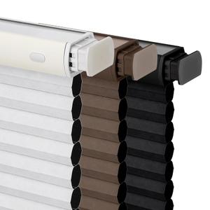 Joydeco No Drill Blackout Cellular Shades 2025 Version, 35 Inch Wide Dark Brown No Drill Blinds for Windows