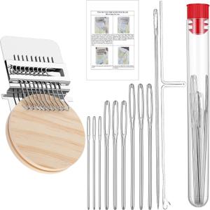 Mini Portable Darning Loom Kit, Small Loom Speedweve Type Weave Tool, Knit Patch Kit, Patchwork Weaving Tool for Quickly Mending Jeans Socks, Sewing Craft Supplies,Loom Knitting Kit for Beginners