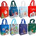 8 PCS Christmas Gift Bags, Medium Size Bulk Christmas Bags for Gifts, Reusable Non-Woven Xmas Tote Bag with Handles Treat Bag Perfect for Holiday Gift Wrap Goody Party Favor 9.84'' x 7.87''x 3.94'' (8 Count (Pack of 1))
