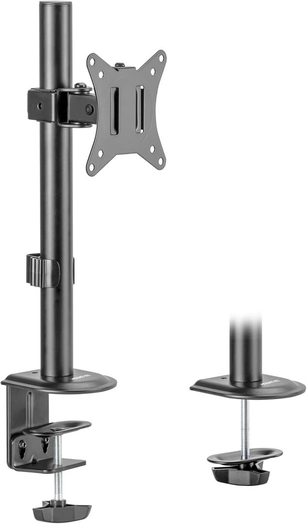 Mount-It! Single Monitor Desk Mount  Computer Screen Stand with Full Motion Adjustability  VESA Monitor Bracket Up to 32" 19.8 lbs  360 Rotation, 160 Swivel, 40 Tilt  Clamp & Grommet Base (Black)