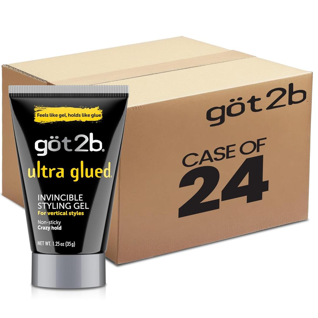 Got2b Glued Travel-Size Spiking Hair Gel, Strong Hold for On-the-Go Styling, Mini 1.25 oz Tubes, Ultra, (Pack of 24)
