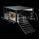 Turtle Basking Platform Extra Large for 17-19in Wide 40 Breeder 75 Gal Tank Acrylic Basking Platform for Aquatic Turtles, One-piece Base& 4 Pillars Supports, Non-Slip Stepped Ramp, Anti-escape Barriers,Extra Large