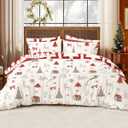 Erwinmu Christmas Comforter Set Queen Size,3 Pieces Red White Reindeer Comforter Bedding Sets Reversible Pattern for Kids Adults,Soft Breathable Microfiber Comforter and 2 Pillowcases