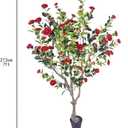 7ft Artificial Camellia Tree | Red Flowers & Green Leaves | Indoor Outdoor Decor, No Maintenance (1 Pack - Red)