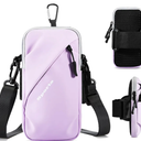 Phone Holder Arm Bands, Small Crossbody Shoulder Holsters Bag with Arm Band, Fits iPhone and All Cell Phones, Use for Running, Walking, Hiking & Biking (Plus Size Purple)