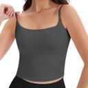 GUWIDEO Spaghetti Strap Workout Tank Tops for Women Scoop Neck Women Sports Bras Yoga Camisole Strappy Tank Tops Built in Bra (XL)