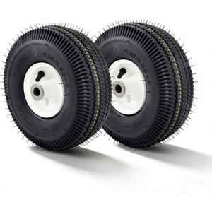 2 Pack 105-3471 Front Wheel & Tire Assembly 4.10x3.50-4 for Toro TimeCutter & Exmark Quest Zero-Turn Mowers, 3/4" Bearing ID, 4-1/4" Centered Hub, Pneumatic Tire with Grease Zerk, Replaces 105-3471
