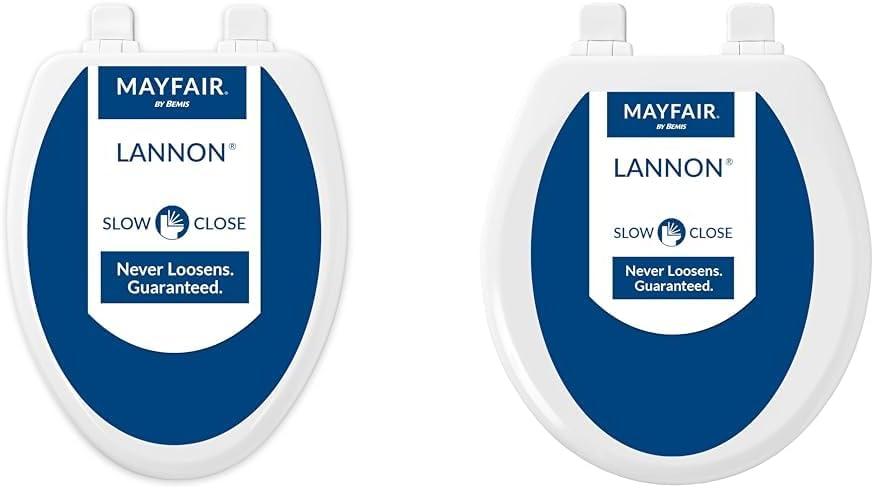 Mayfair 1843SLOW 000 Elongated & 843SLOW 000 Round Toilet Seats with Slow Close & Never Loosen