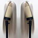Silver Grey Long Straight Wig for Women Cosplay Ash White Wig Glueless Lace Front Wigs for White Women Long Wig Heat Resistant Colored Wig Daily(Syhthetic 24 Inches)