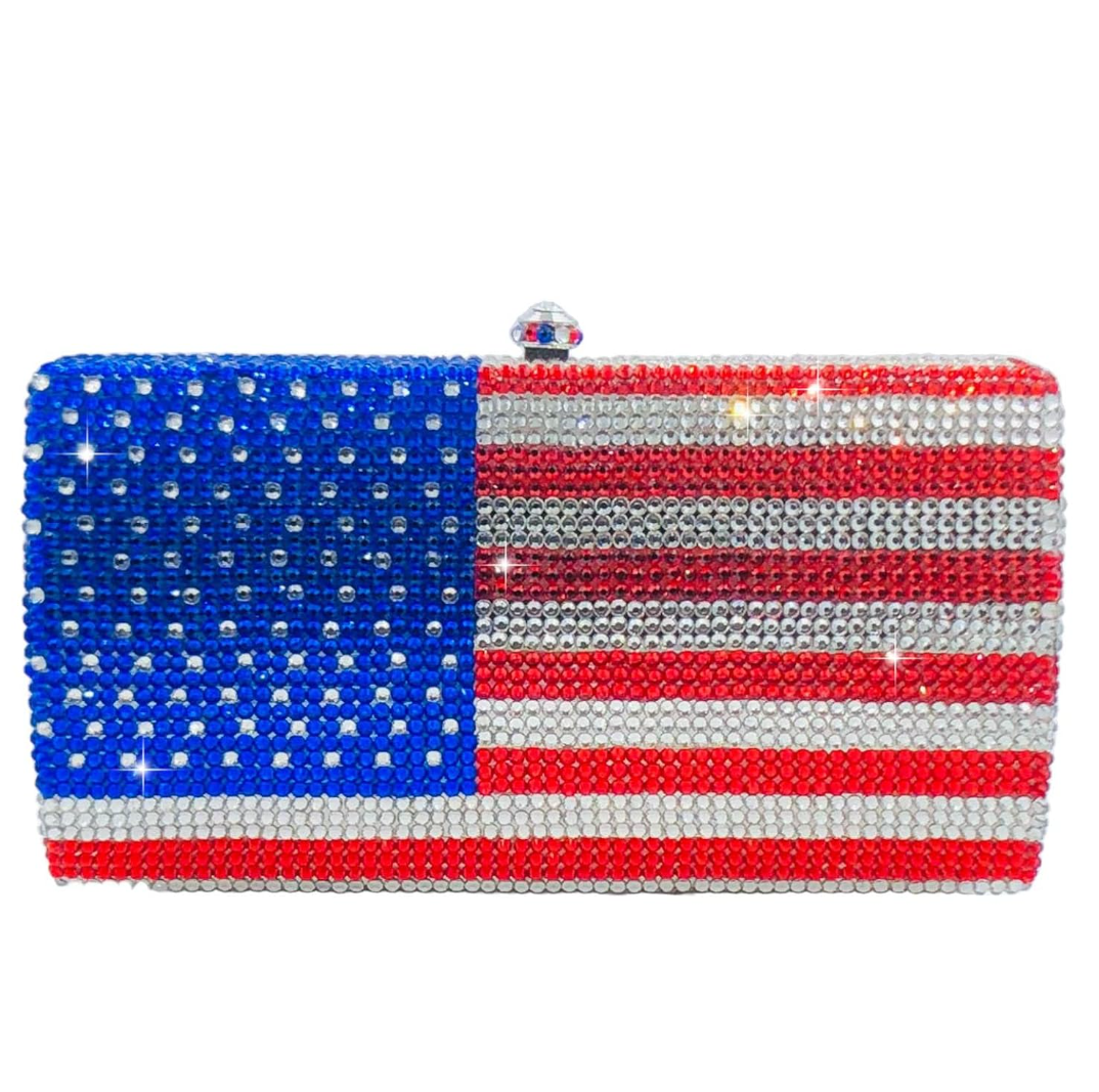 Boutique De FGG National Flag Crystal Clutch Purses for Women Formal Evening Bags Party Prom Rhinestones Clutch Bags, Mini