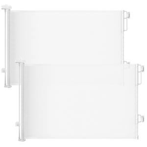 Cumbor 2-Pack Retractable Baby Gates for Stairs, 55" Wide Mesh Dog Gate for Pets with One-Hand Opening, 34" Tall Safety Child Gate for Doorways, Hallways, Kitchen, Indoor/Outdoor, White (55" Wide (2 Pack))