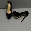 OCHENTA Women's Hidden Platform Stiletto High Heels Slip On Pumps (6, Velvet Black)