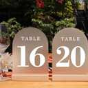Wedding Table Numbers 16-20, Acrylic Arch Signs with Natural Wood Stands Holders, Rustic Table Decor for Reception & Parties (Frosted White)