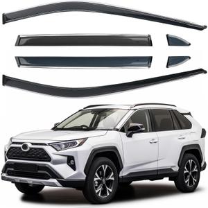 Shatterproof Out-Channel Window Deflectors for Toyota Rav4 2019 2020 2021 2022 2023 2024 2025 Rain Guards Window Visors for Cars Vent Car Accessories 6 pcs(for RAV4 19-24 6-Piece Chrome)