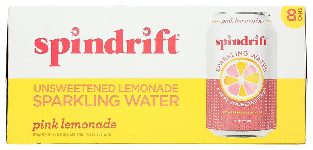SPINDRIFT Pink Lemonade Sparkling Water 8pk, 12 FZ (12 Fl Oz (Pack of 8)), Best By: 01/24/2026