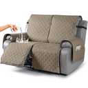 TAOCOCO 100% Waterproof Recliner Covers, Recliner Sofa Covers with Leg Straps, Reversible Recliner Couch Cover for Reclining Chair, Washable Couch Protector for Pets Kids(2 Seater, Taupe)