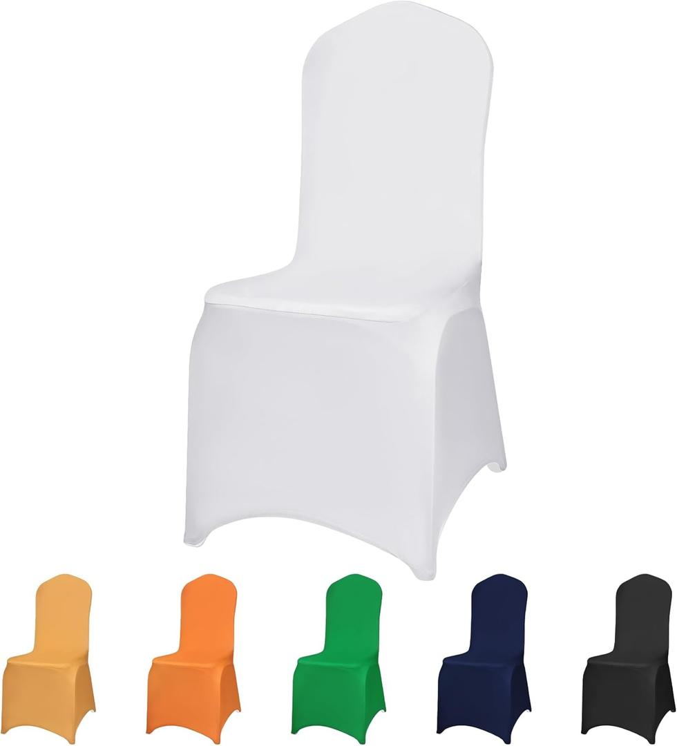 Banquet Chair Covers - 100PCS Upgraded Stretch Dining Chair Covers - Protector for Wedding Holidays Banquet Party Celebration Event Hotel(White)