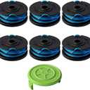 THTEN 2900719 Trimmer Spool Line Replacement for Greenworks 20ft 0.065 inch 2101602 2101602A STBA40B210, 2101602, ST40B410, BST4000 Dual line String Trimmers+3410468 Cap Covers Parts