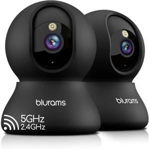 blurams 5G Indoor Cameras for Home Security, 2K Pet Camera with Phone App, 360 PTZ Home Cam w/Dual-Band WiFi6, 2-Way Talk, Free Human/Sound Detection, Motion Tracking, Night Vision, Works with Alexa, Black Cam 2Pack