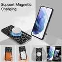 Fiyart Designed for Samsung Galaxy S21 Plus Case Leopard Ring Holder Kickstand Magnetic Bumper Compatible with MagSafe Camera Lens Protection for Women Men Cheetah Print S21+ 6.7"-Black