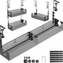 Multi-Model Under Desk Cable Management Tray 2 Packs Metal Under Desk Wire Management Clamp Mount Under Table Cord Management No Damage The Desk (Black)