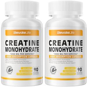 ElevateLife Creatine Monohydrate 2500mg, 90 Capsules - Gluten Free, Non-GMO1 Pack (BBD: 07/2026)