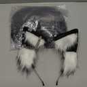 Wolf Ears Tail Set Fox Wolf Headbands Clips Fluffy Cosplay Costumes, Gothic Punk Accessories for Halloween, Color: Si Cross Bl Bu