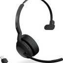 Jabra Evolve2 55 Mono Wireless Headset - Features AirComfort Technology, Noise-Cancelling Mics & Active Noise Cancellation - Works with UC Platforms Such as Zoom & Google Meet - Black (Single-ear, USB-C Dongle)