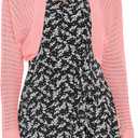 Women's Open Front Bolero Shrug Lightweight Knit Hollow Out Cropped Cardigan (Pink, S)
