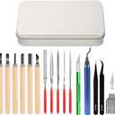 25pcs Precisio with Deburring Tool, Craft Knife,hand File,Carving Knife Suitable for sanding, carving, modeling, cutting, scraping,3D Printing Deburring kit
