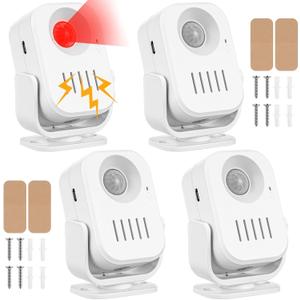 4 Pcs PIR Infrared Motion Sensor Replaceable Voice PIR Motion Sensor Sound Player Welcome Doorbell Speaker Motion Sensor Alarm Multiple Recorded Sounds Player for Shop Store Home
