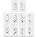 10 Pack GFCI Outlets 15 Amp, Non-Tamper Resistant, Decor GFI Receptacles with LED Indicator, Ground Fault Circuit Interrupter, Wallplate Included, ETL Listed, White