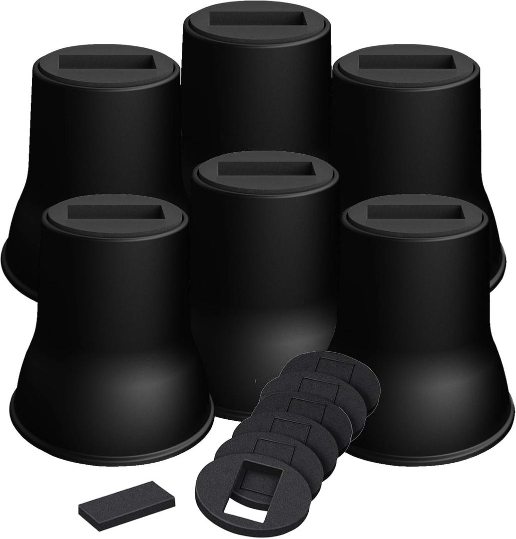 Bed Risers 6 Inch, 6 Pack Heavy Duty Bed Furniture Risers, Lift Up to 2200lbs Round Couch Risers for Sofas, Couches, TV Stands and Chairs (Black)