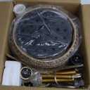 eyassi Arc Floor Lamp with 3 Color Temperatures, LED Gold Floor Lamp with Remote & Stepless Dimmable Bulb, Boho Standing Lamp with Rattan & Fabric Shades, Farmhouse Tall Lamp for Living Room Bedroom