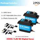Pack of 2 RC Servo 35KG Steering Servo 7.4V Digital Motor Stainless Steel Gear High Torque Waterproof for DIY Robotic RC Cars