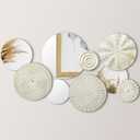 Blulu 9 Pcs White Gold Mirror Wall Decor Metal Round Home Art Decor Decorative Modern Circle Mirror Wall Art Sculpture Hanging Decorations for Home Living Room Office
