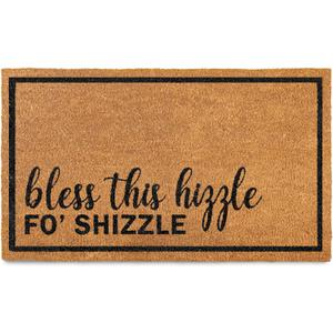 MAINEVENT Bless This Hizzle Fo Shizzle Door Mat 30x17 Inch, Funny Doormat Outside Coir Decor w/Non-Slip PVC Backing, Welcome Mat Coir
