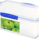 Sistema KLIP IT Food Storage Container, 7 L, Airtight & Stackable, BPA-Free, Clear with Blue Clips (236oz)
