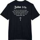 John 3:16 Christian Bible Verse WWJD Religious BACK DESIGN T-Shirt (Small, Black)