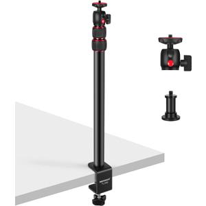 NEEWER Extendable Camera Desk Mount with Ball Head, 17"-40" Adjustable Table Light Stand with 1/4" Screw & C Clamp for DSLR Camera, Ring Light, Live Stream, Vlog, Max Load: 6.6lb/3kg, TL283 (RED)