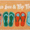 Storm Stopper Doormat Peace, Love, & Flip Flops All Weather Heavy Duty Mat 100% Natural Coir Face Non-Slip Outdoor Home Dcor Absorbent, Fade Resistant & Pet Friendly 18 x 28