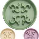 Slow Feeder Dog Bowl, 0.6 Cups Ceramic Dog Food Dish for Fast Eaters Small Breed, Puzzle Bowl for Small Dogs and Cats(Green)