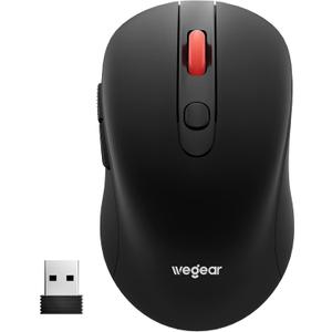wegear USB Wireless Mouse for Laptop PC Mac, 2.4GHz Cordless Mouse with 6 Buttons, 5-Level Adjustable 4000 DPI, Ergonomic Portable Optical Computer Mice, 24-Month Battery Life -Black