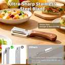 3 x 2 Pack 2-in-1 Vegetable Peeler with Bottle Opener - Stainless Steel Blade, Wooden Handle, Heavy Duty Peeler for Potato, Carrot, Pineapple, Pumpkin, Sugarcane(Left and Right Combo)