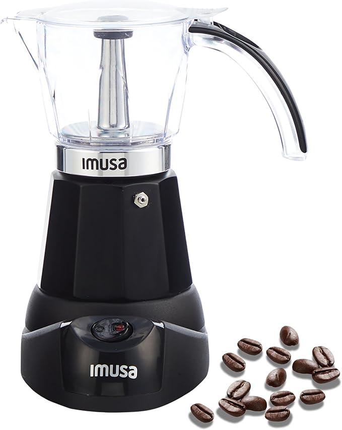IMUSA 6 or 3 Cup Electric Espresso Maker Black Coffee Machine for Cuban Coffee, Moka and Espresso Drinks