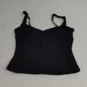 QINSEN Women's V Neck Tank Tops Double Lined Adjustable Strap Camisole Shirt (Medium, Black)