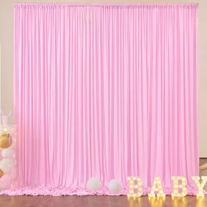 10ft x 8ft Wrinkle Free Pink Backdrop Curtain Drapes, Thick Polyester Baby Pink Backdrop for Girls Birthday Wedding Party Background Baby Shower