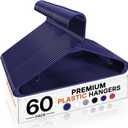 HOUSE DAY Blue Plastic Hangers 60 Pack, Clothes Hangers with Non Slip Hooks, Durable & Space Saving Coat Hanger, Light-Weight Clothing Hangers, Perfect Closet Organizer for Everyday Use